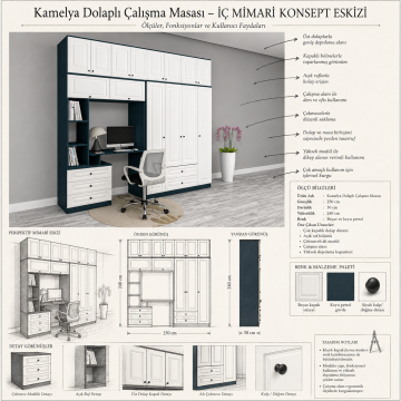 Kamelya Dolaplı Çalışma Masası