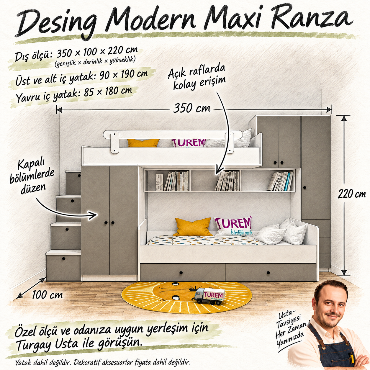 Desing Modern Maxi Ranza Turgay Usta ölçü ve kullanım eskizi