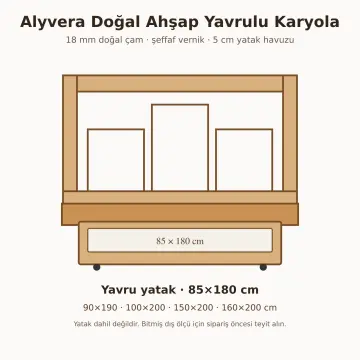 Alyvera Doğal Ahşap Yavrulu Karyola