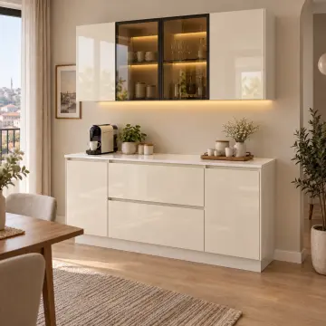 Kavento 160 cm High Gloss Kapaklı Kahve Köşesi