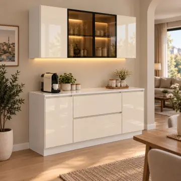 Kavento 160 cm High Gloss Kapaklı Kahve Köşesi