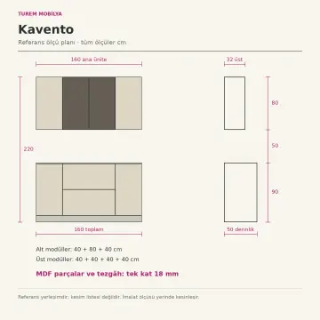 Kavento 160 cm High Gloss Kapaklı Kahve Köşesi