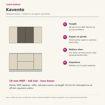 Kavento 160 cm High Gloss Kapaklı Kahve Köşesi