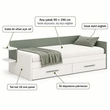Doruk 90x190 Çekmeceli Sedir
