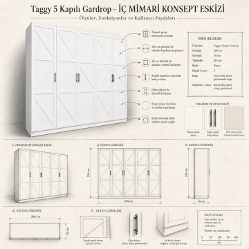 Taggy 5 Kapılı Gardrop