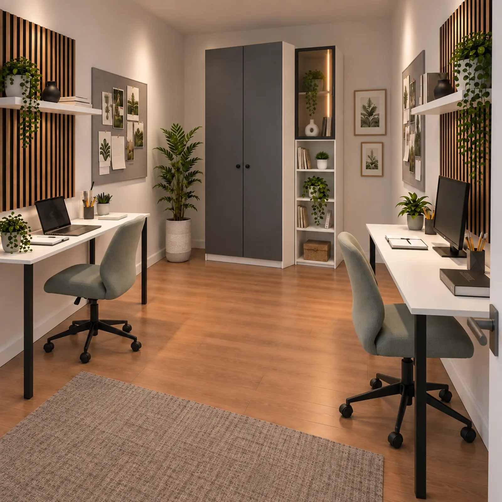 Renvessia D140 Bronz Reflekte Camlı Karşılıklı Duvar İkili Genç Çalışma Alanı