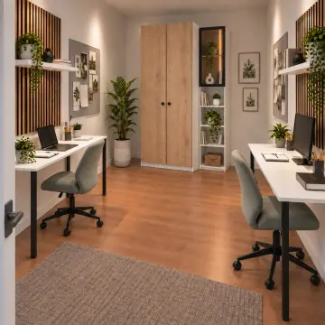 Renvessia D140 Bronz Reflekte Camlı Karşılıklı Duvar İkili Genç Çalışma Alanı