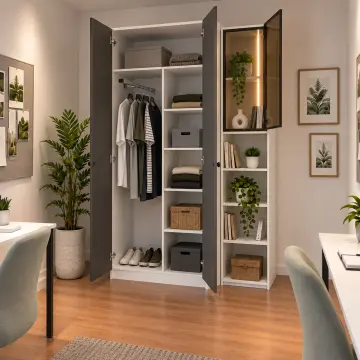 Renvessia D140 Bronz Reflekte Camlı Karşılıklı Duvar İkili Genç Çalışma Alanı