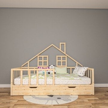 Doğal Ahşap Home Montessori Yatak