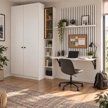 Nervessa K220 Bronz Reflekte Camlı Katlanır Masalı Gardıroplu Genç Çalışma Alanı