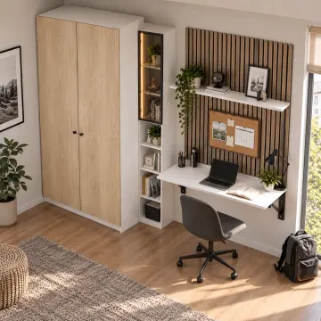 Nervessa K220 Bronz Reflekte Camlı Katlanır Masalı Gardıroplu Genç Çalışma Alanı