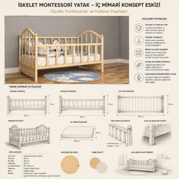 İskelet Montessori Yatak