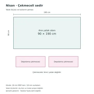 Nisan 90x190 Çekmeceli Sedir