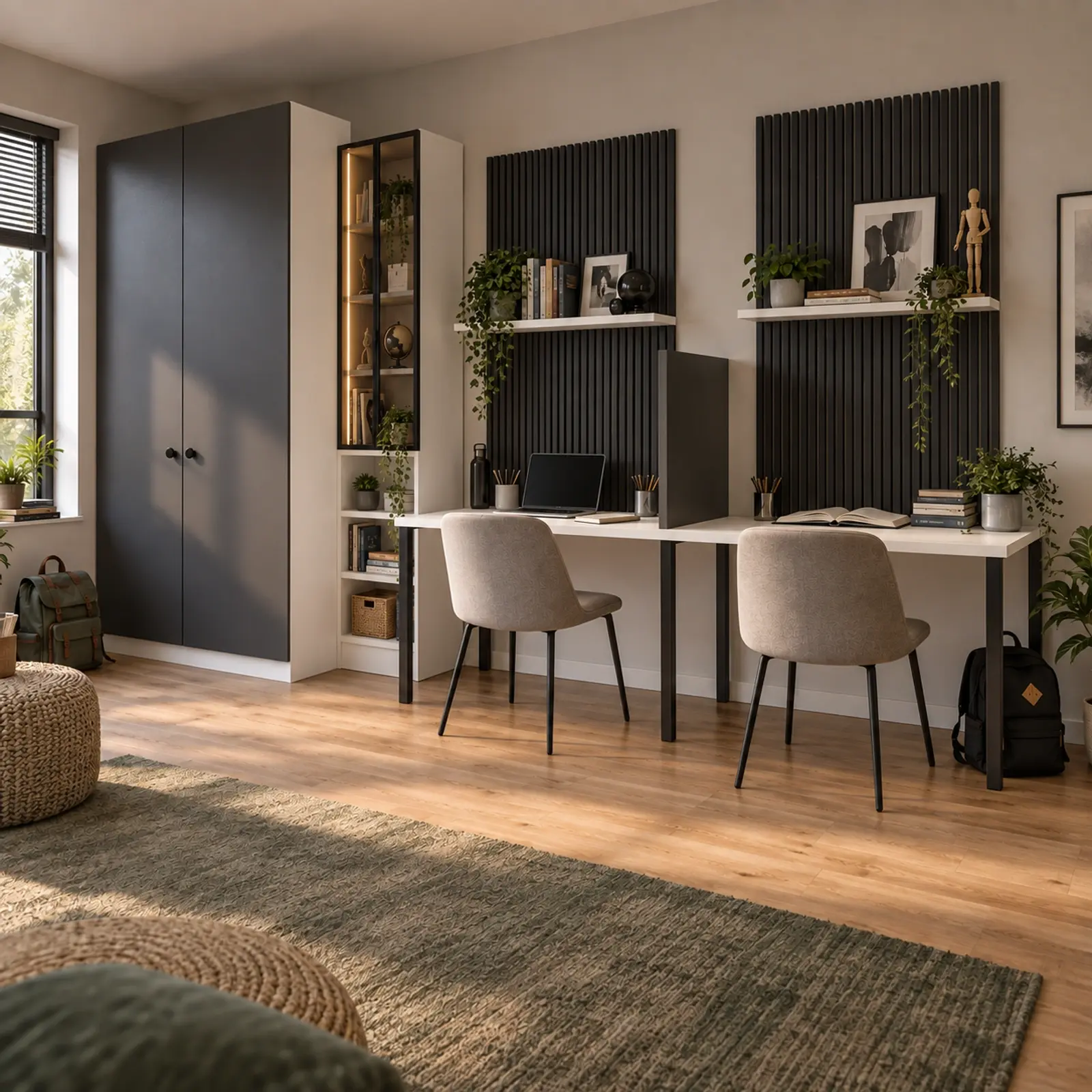 Belviora B400 Bronz Reflekte Camlı Bölücü Panelli İki Kişilik Genç Çalışma Alanı