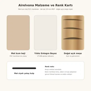 Airelvona Membran Sol Servis Kuleli, Beş Çekmeceli, Geniş Orta Açık Havlu Nişli Banyo Dolabı 230 cm
