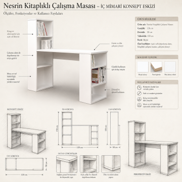 Nesrin Kitaplıklı Çalışma Masası