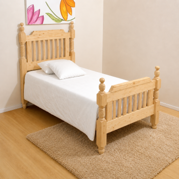 Barayı Doğal Ahşap Karyola Tek kişilik 90x190 cm
