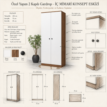 Özel Yapım 2 Kapılı Gardrop