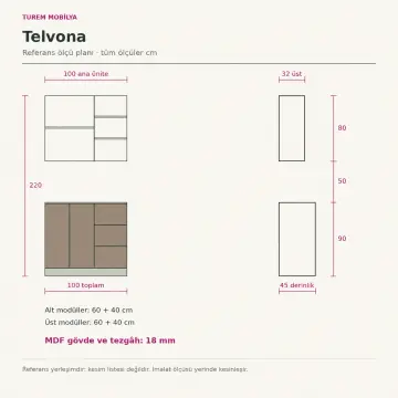 Telvona 100 cm Düz MDF Kahve Köşesi