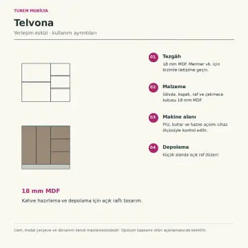 Telvona 100 cm Düz MDF Kahve Köşesi