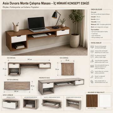 Asia Duvara Monte Çalışma Masası