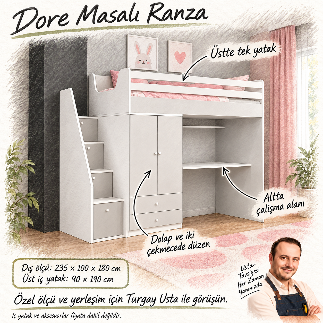 Dore Masalı Ranza Turgay Usta ölçü ve kullanım eskizi