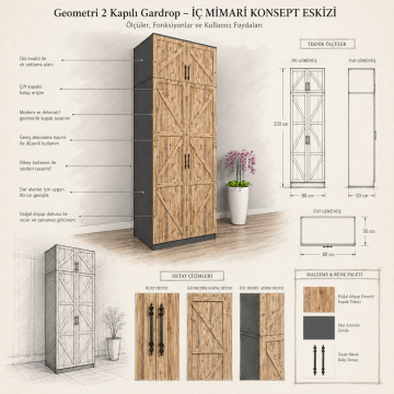 Geometri 2 Kapılı Gardrop