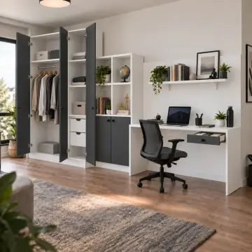 Lenvorix A360 Arşiv Düzenli Üç Kapaklı Gardıroplu Çalışma Masası