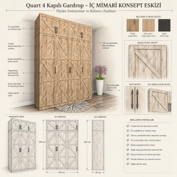 Quart 4 Kapılı Gardrop