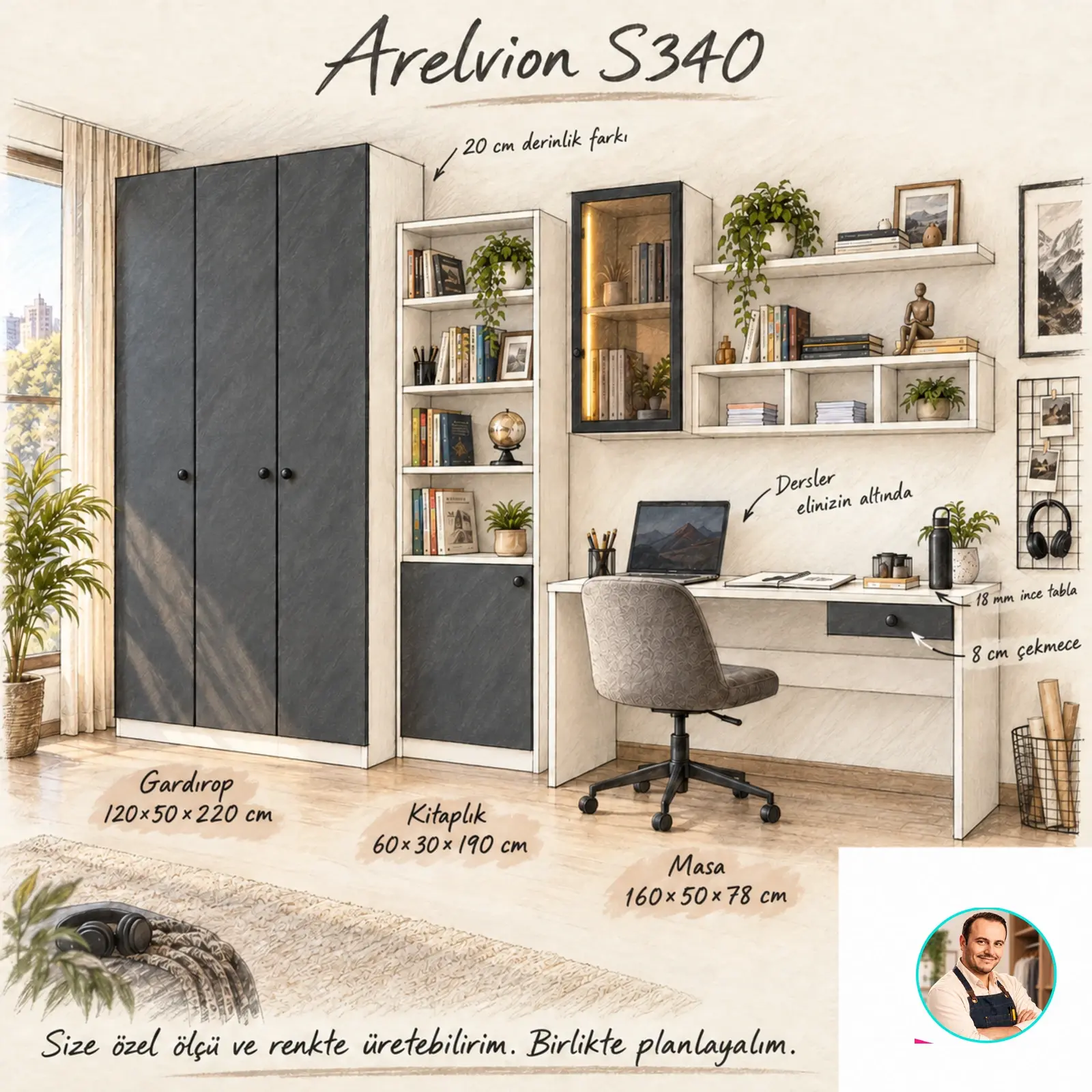 Arelvion S340 ölçülü fayda eskizi ve özgün Turgay Usta tavsiyesi
