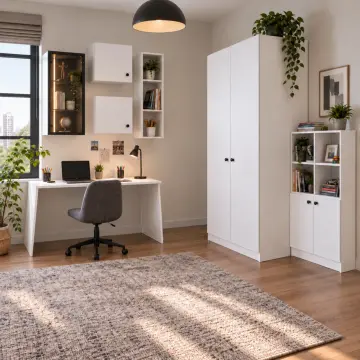 Neralvex D160 Bronz Reflekte Camlı İki Duvar Düzenli Gardıroplu Çalışma Masası