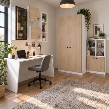 Neralvex D160 Bronz Reflekte Camlı İki Duvar Düzenli Gardıroplu Çalışma Masası