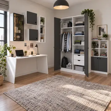 Neralvex D160 Bronz Reflekte Camlı İki Duvar Düzenli Gardıroplu Çalışma Masası
