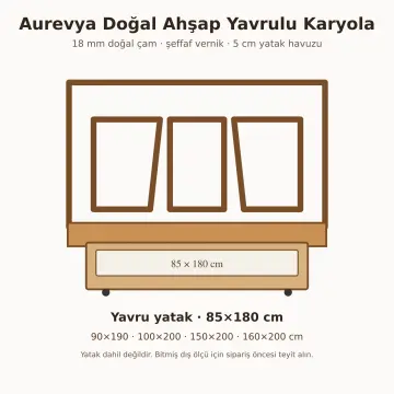 Aurevya Doğal Ahşap Yavrulu Karyola