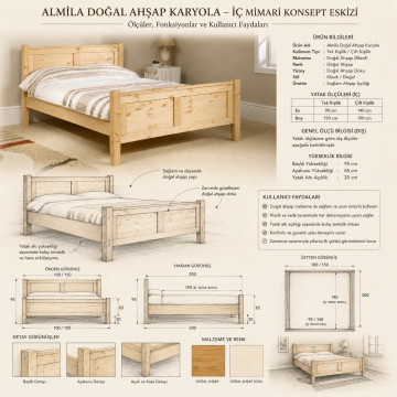Almila Doğal Ahşap Karyola