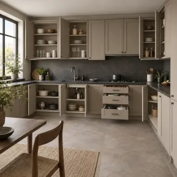 Zerova Açık Vizon Membran Sağ L Mutfak Dolabı