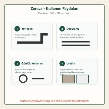 Zerova Açık Vizon Membran Sağ L Mutfak Dolabı