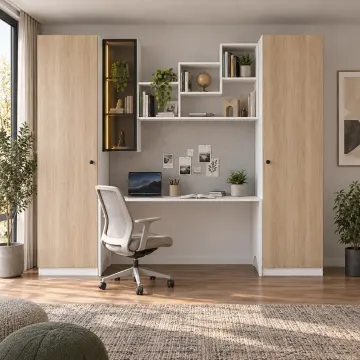 Varelqis N260 Bronz Reflekte Camlı Çift Kanat Nişli Gardıroplu Çalışma Masası
