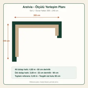 Arelvia Kum Beji Lake Sol L Mutfak Dolabı
