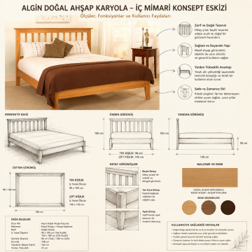 Algın Doğal Ahşap Karyola