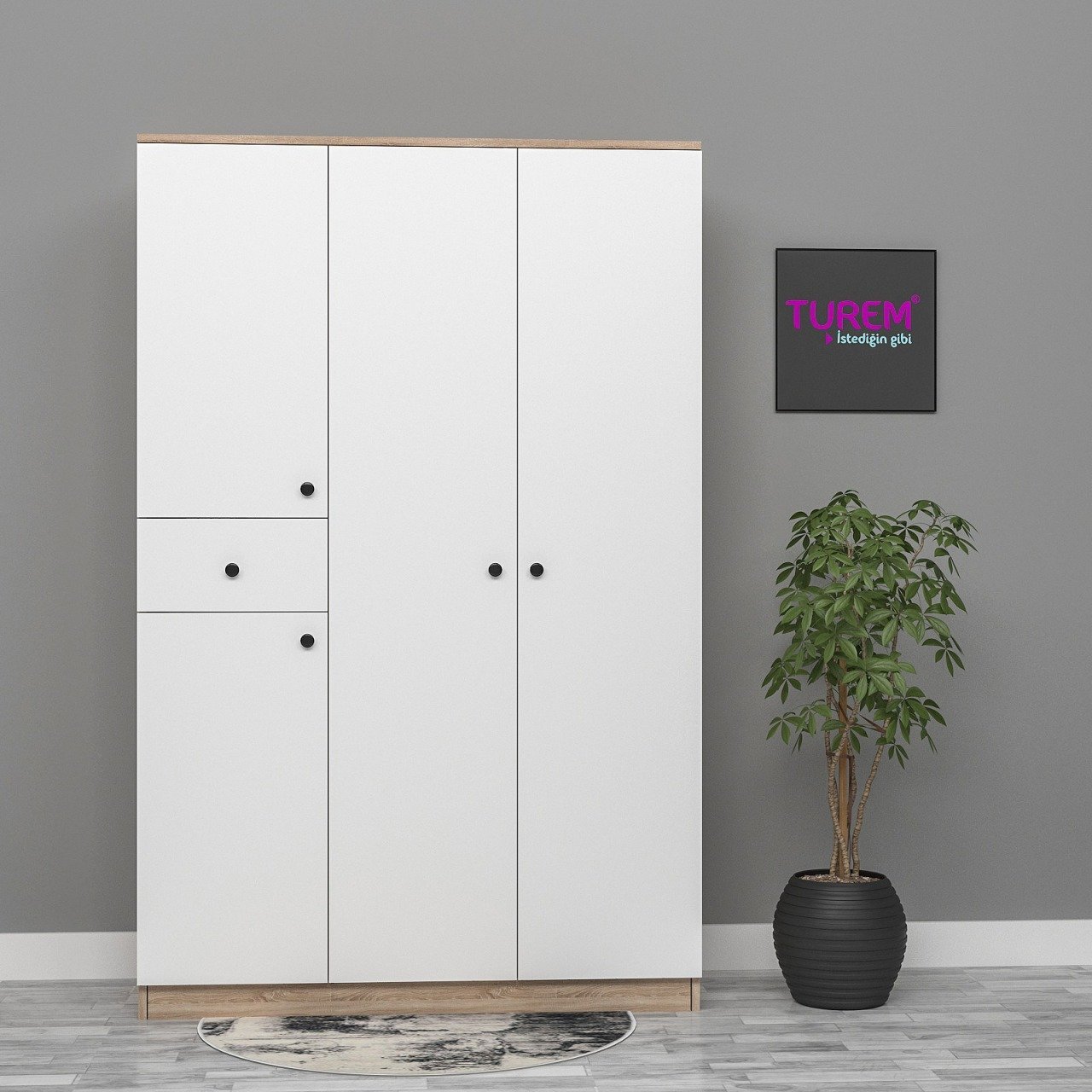 Mina 4 Kapılı 1 Çekmeceli Gardrop