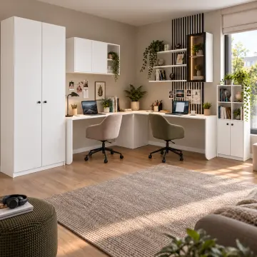 Selyorix K260 Bronz Reflekte Camlı İki Kişilik Köşe Çalışma Masası ve Gardırop