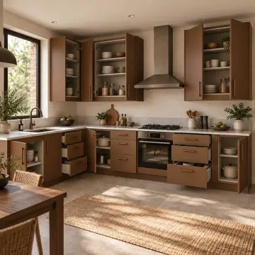 Ruvella Kehribar Ceviz Tonu Lake Sol L Mutfak Dolabı