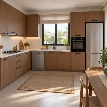 Feryona Ceviz MDF Sağ L Mutfak Dolabı