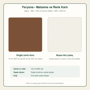 Feryona Ceviz MDF Sağ L Mutfak Dolabı