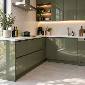 Galyena Zeytin High Gloss Sol L Mutfak Dolabı