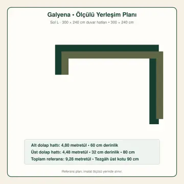 Galyena Zeytin High Gloss Sol L Mutfak Dolabı