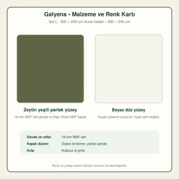 Galyena Zeytin High Gloss Sol L Mutfak Dolabı