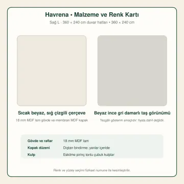 Havrena Sıcak Beyaz Membran Sağ L Mutfak Dolabı