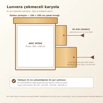 Lunvera Doğal Ahşap Çekmeceli Karyola